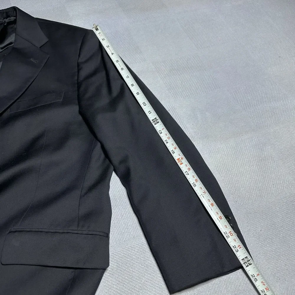 Joseph Abboud Loro Piano Wool‎ Dark Navy Two Button Blazer Jacket Men's Size 48R - Picture 15 of 16